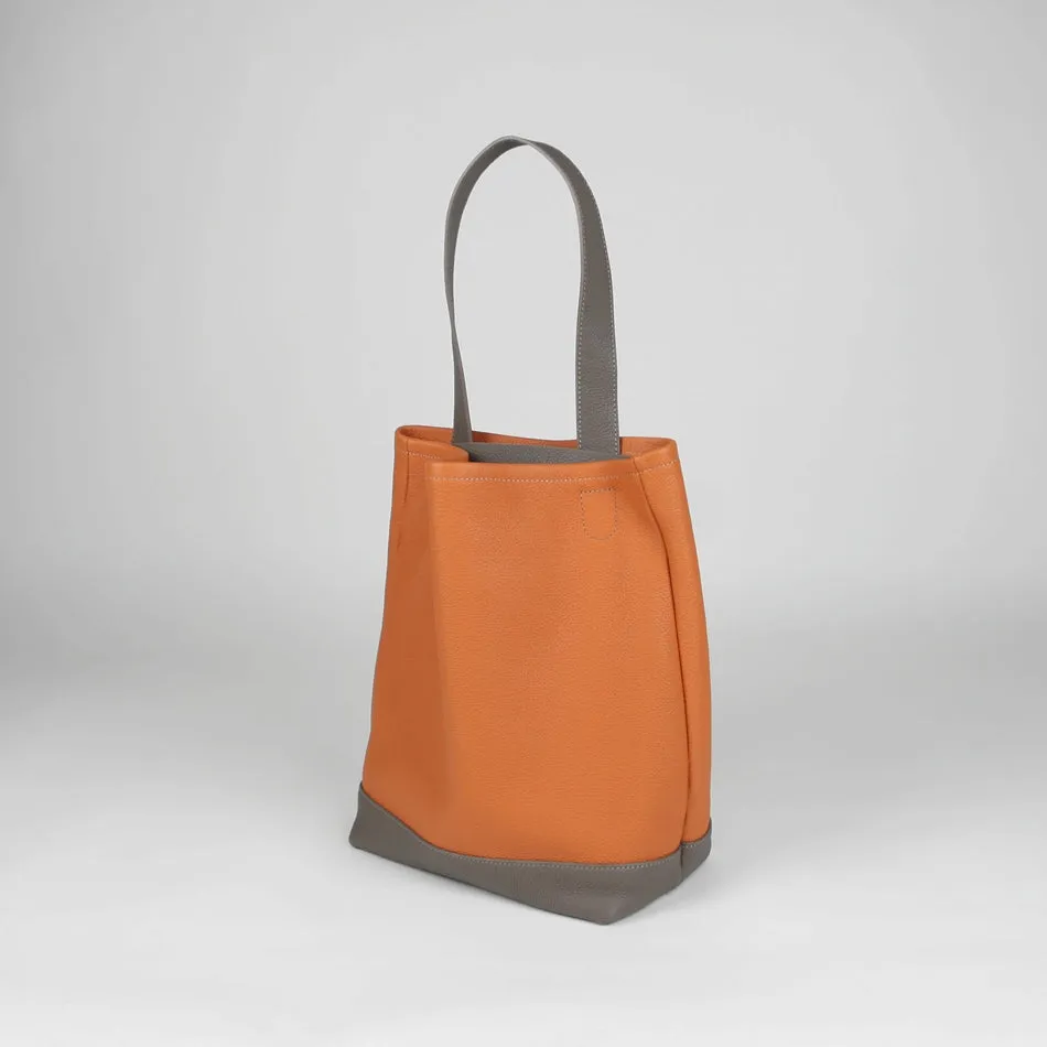 Cute Womens Orange Leather Shoulder Tote Bag Best Tote Handbag Shopper Bag Purse for Ladies