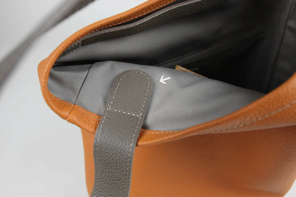 Cute Womens Orange Leather Shoulder Tote Bag Best Tote Handbag Shopper Bag Purse for Ladies