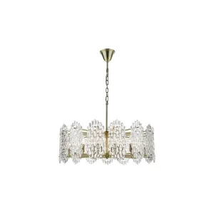 Dar POR1575 | Porthos Antique Brass 15-Light Glass Pendant