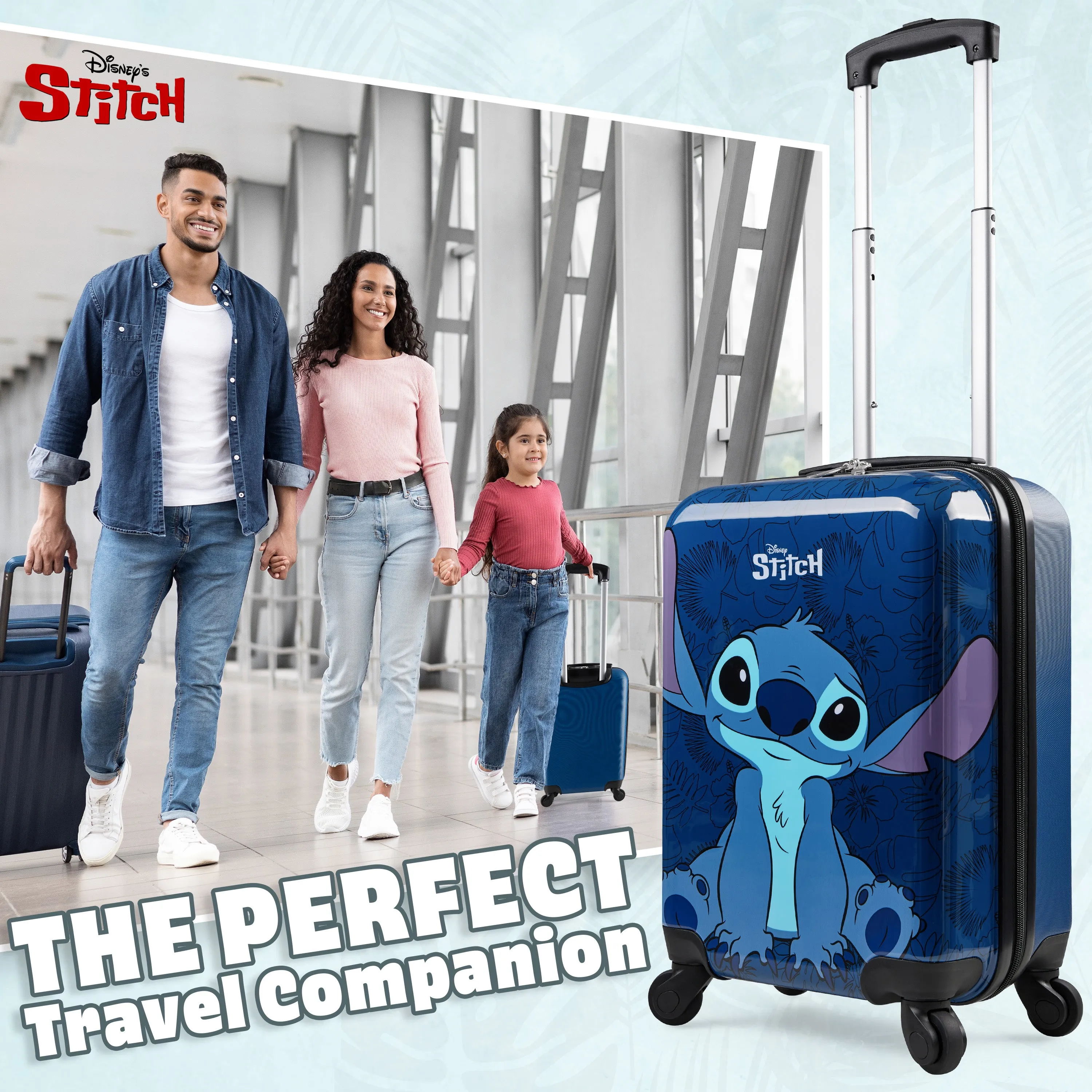 Disney Stitch Carry On Suitcase for Kids, Cabin Bag with Wheels for Kids