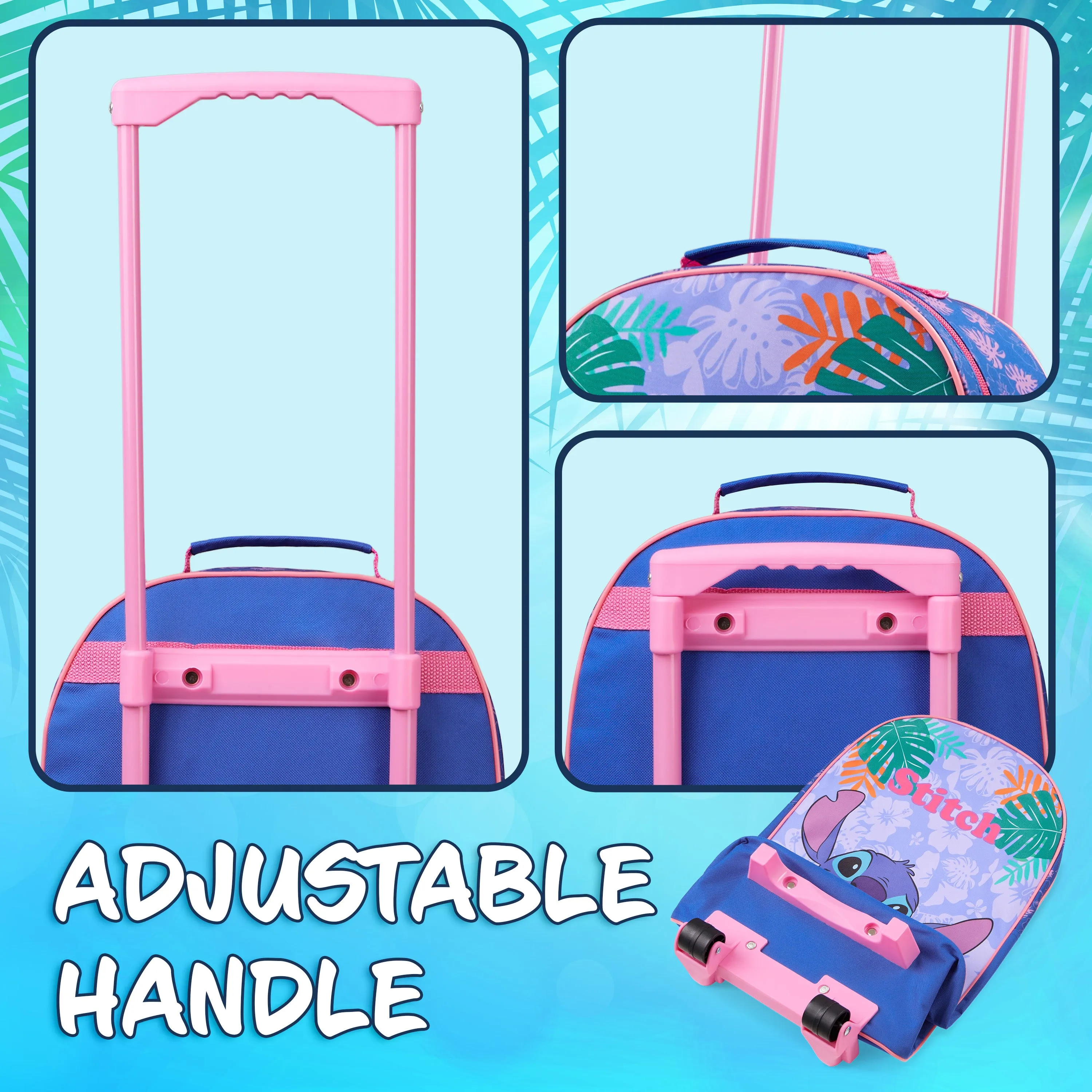 Disney Stitch Suitcase for Girls Carry On Stitch Travel Bag with Wheels