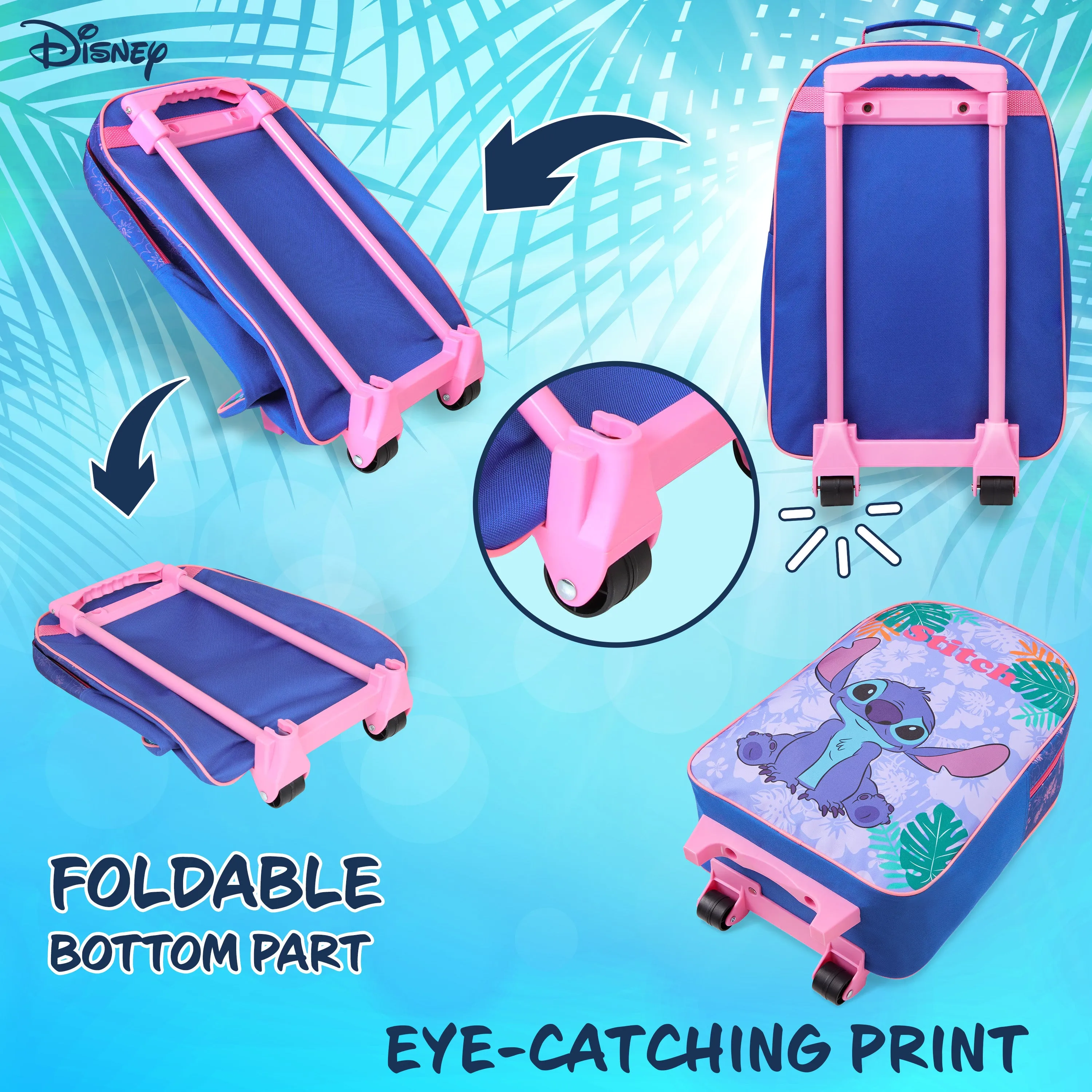 Disney Stitch Suitcase for Girls Carry On Stitch Travel Bag with Wheels