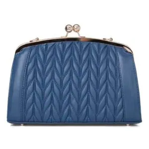 Elegant Chains and Kiss-Lock Design Women's Shoulder Bag - Deep Blue