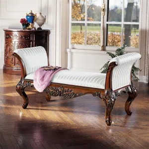 European Style Hand Carved Solid Mahogany Bench