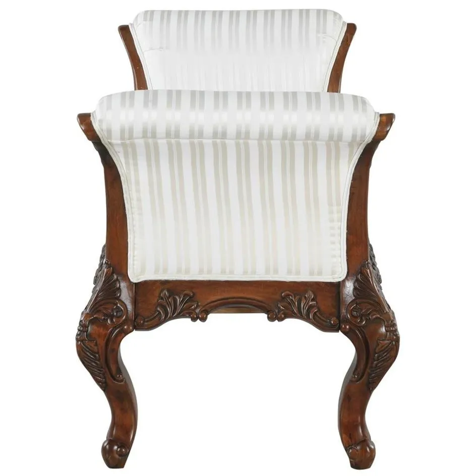 European Style Hand Carved Solid Mahogany Bench