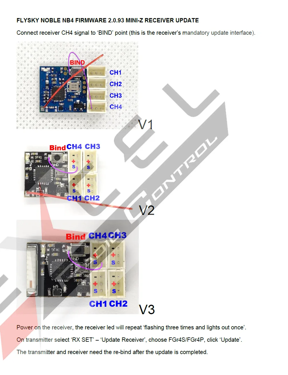 Excel RC DasMikro DSK-148 V2 AFHDS3 Micro 4CH Receiver For (FlySky Noble NB4)