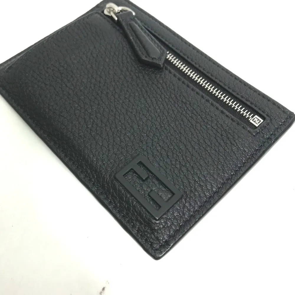 FENDI Coin case 7M0310 leather black Fragment case logo mens Used