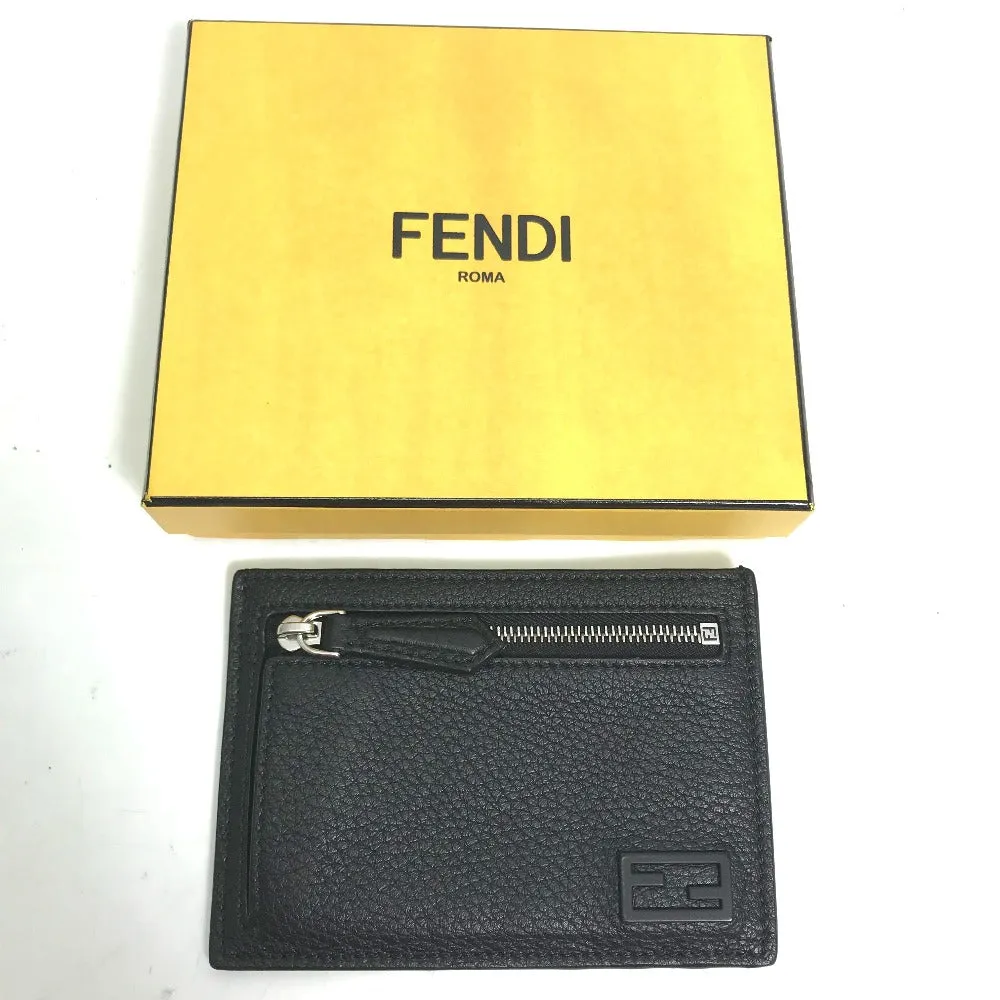 FENDI Coin case 7M0310 leather black Fragment case logo mens Used