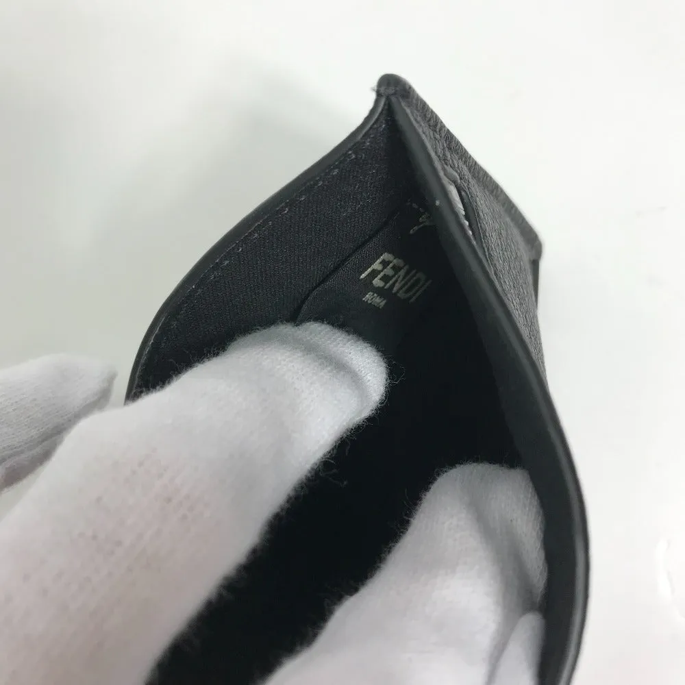 FENDI Coin case 7M0310 leather black Fragment case logo mens Used