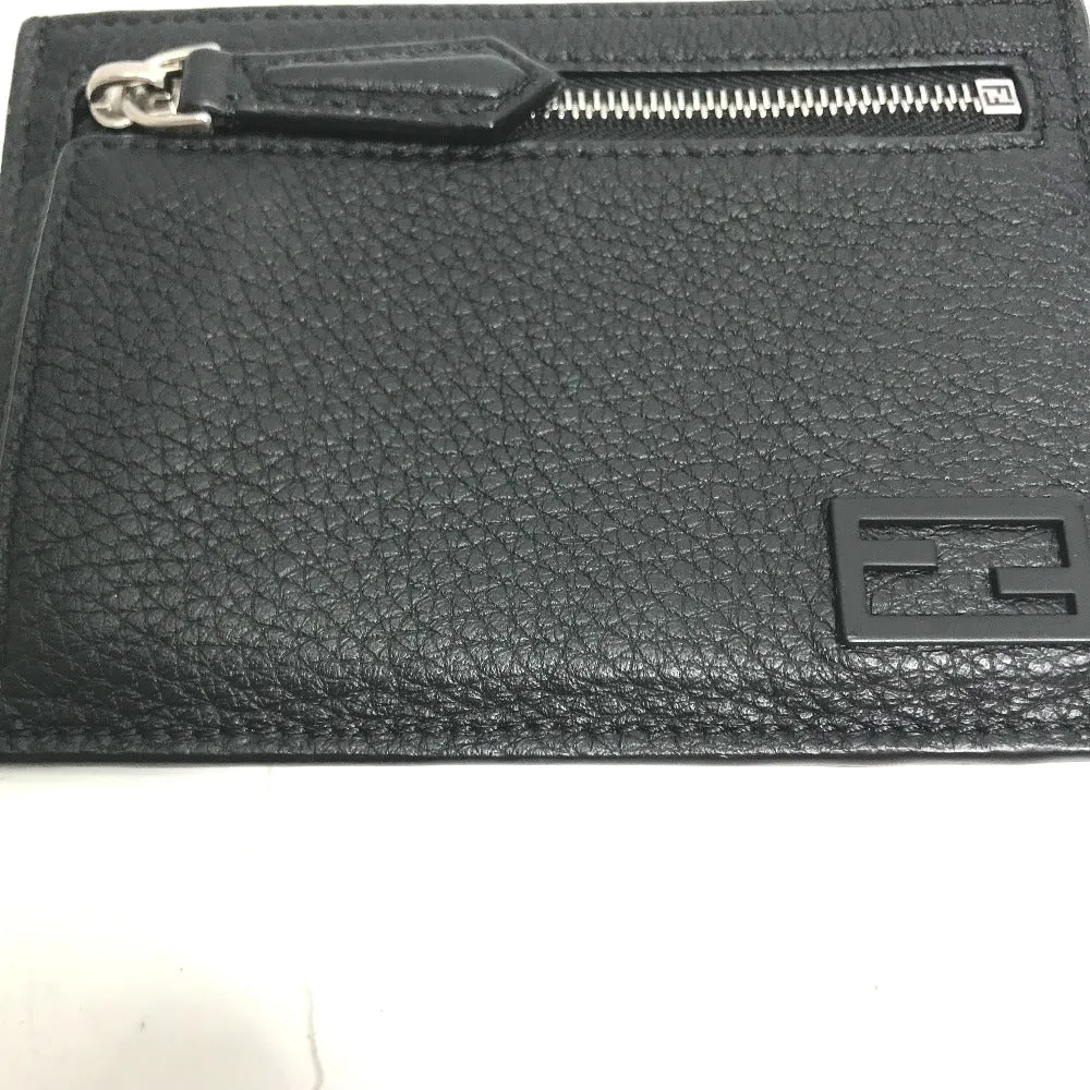 FENDI Coin case 7M0310 leather black Fragment case logo mens Used