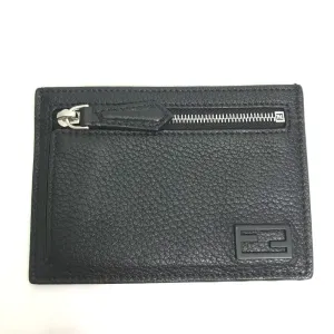 FENDI Coin case 7M0310 leather black Fragment case logo mens Used