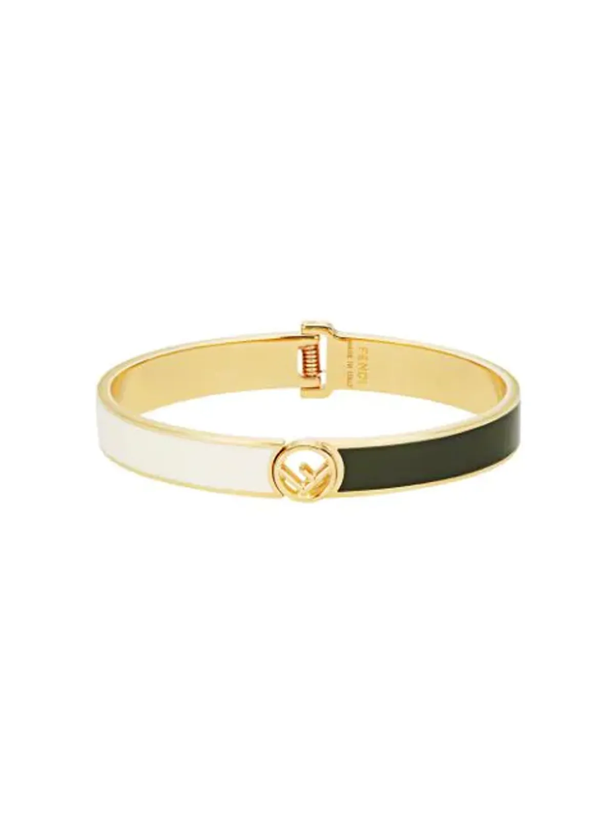 Fendi F is Fendi White Green Medium Cuff Bracelet 8AG793
