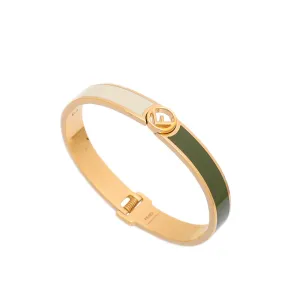 Fendi F is Fendi White Green Medium Cuff Bracelet 8AG793