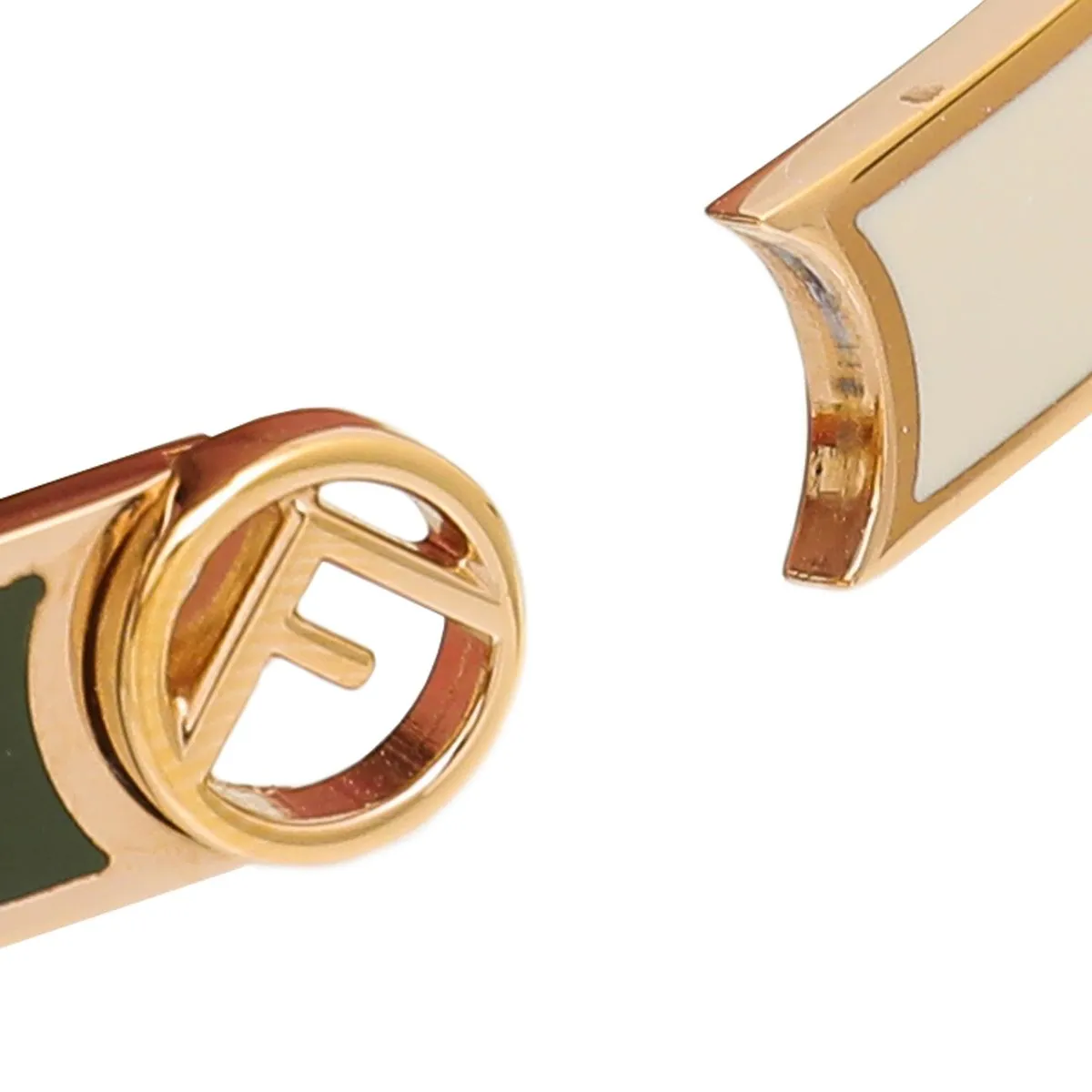Fendi F is Fendi White Green Medium Cuff Bracelet 8AG793