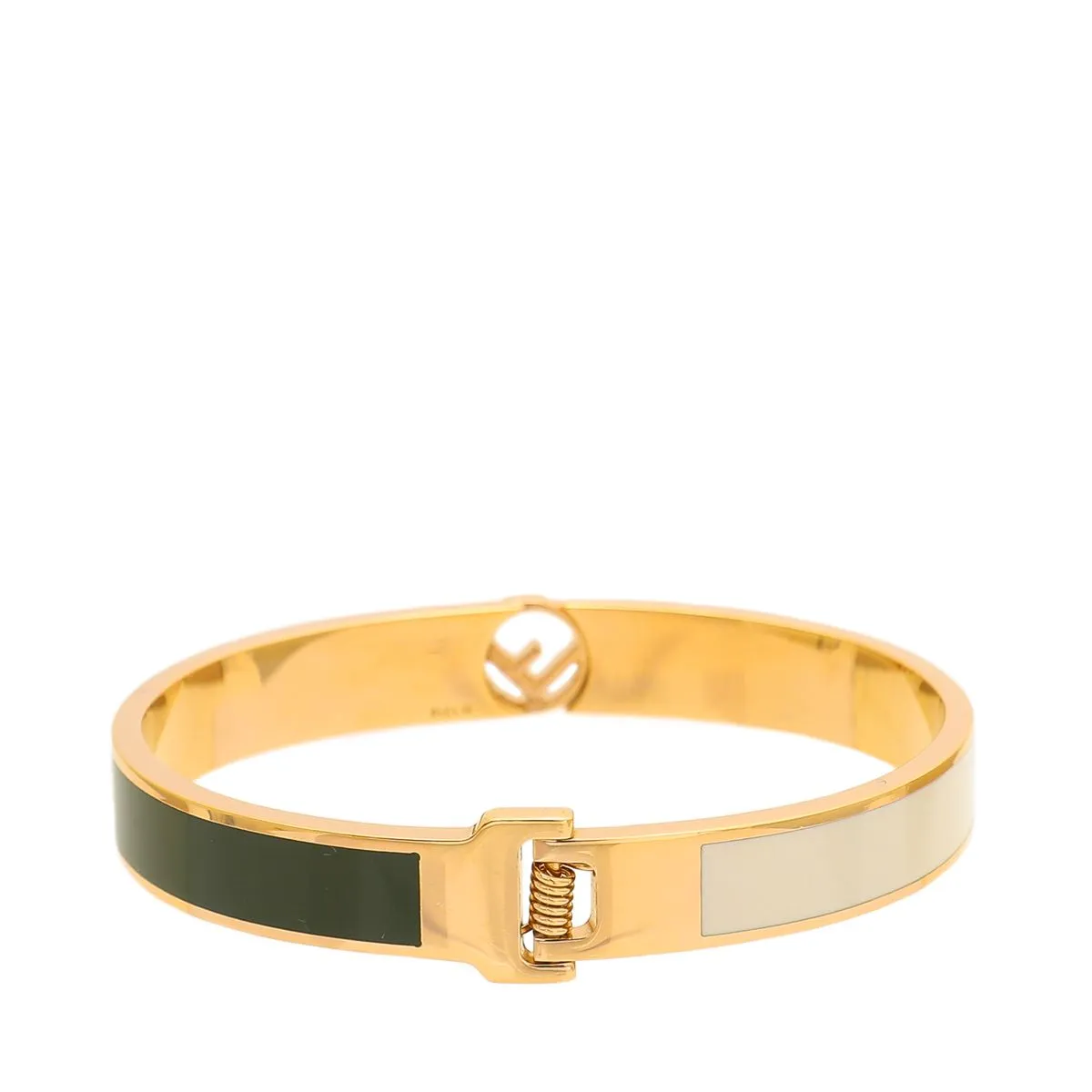 Fendi F is Fendi White Green Medium Cuff Bracelet 8AG793