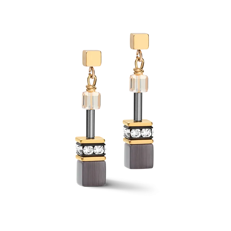 GEOCUBE® Earrings grey-gold