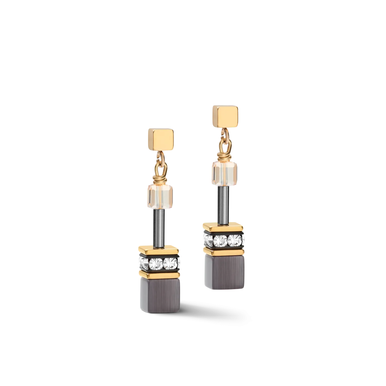 GEOCUBE® Earrings grey-gold