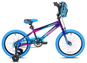 Girls' Illusion BMX Bike 18" Wheels w/ Removable Training Wheels, Blue Purple, Height 3'-8" 