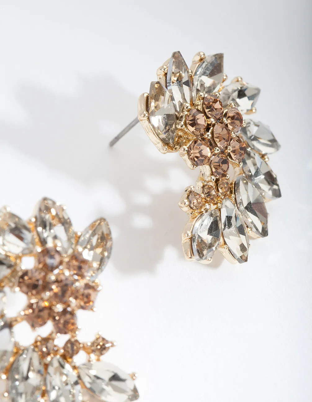 Gold Twist Flower Stud Earrings