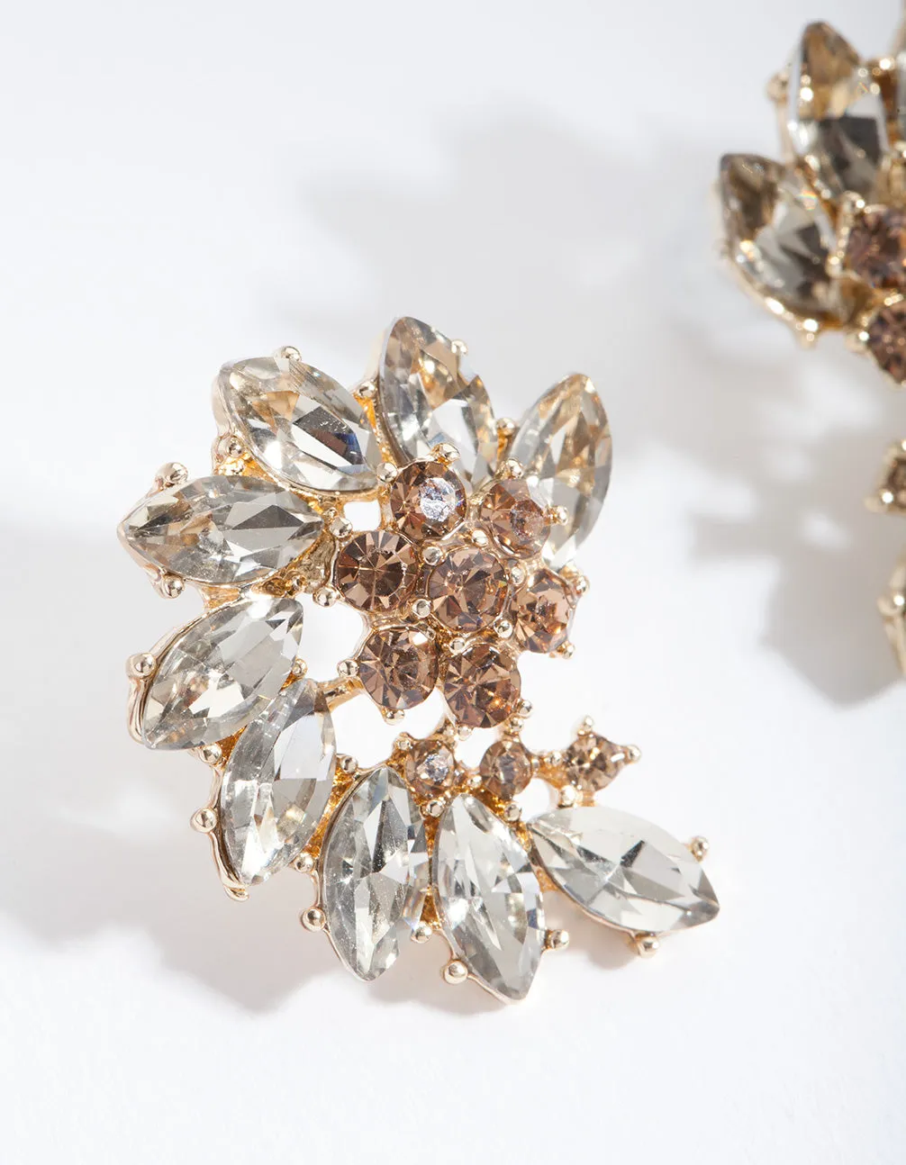 Gold Twist Flower Stud Earrings