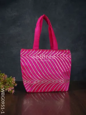 Golden Lace Work Hand Bag - (10x8) - WBG0951