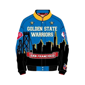 GOLDEN STATE WARRIORS 7TH CHAMPIONSHIP VEGAN LEATHER JACKET