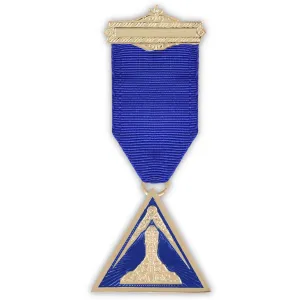 Grand Architect Allied Masonic Degrees Breast Jewel - Gold Plated With Ribbon