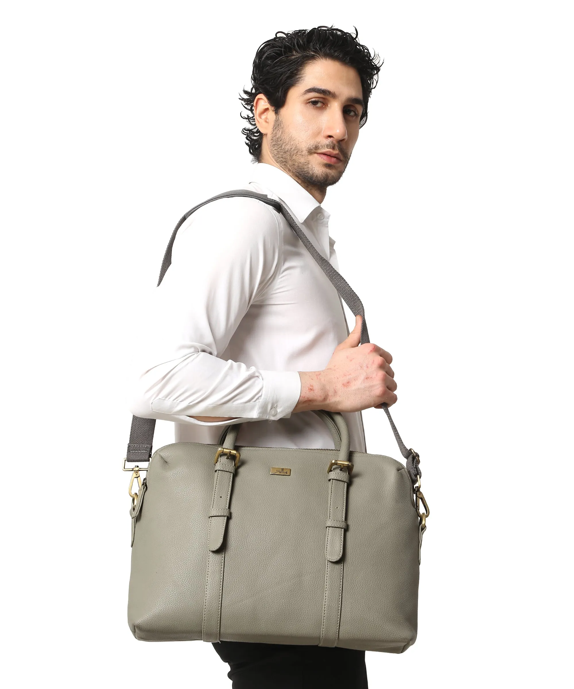 Grey Multicompartment Laptop Bag for Men