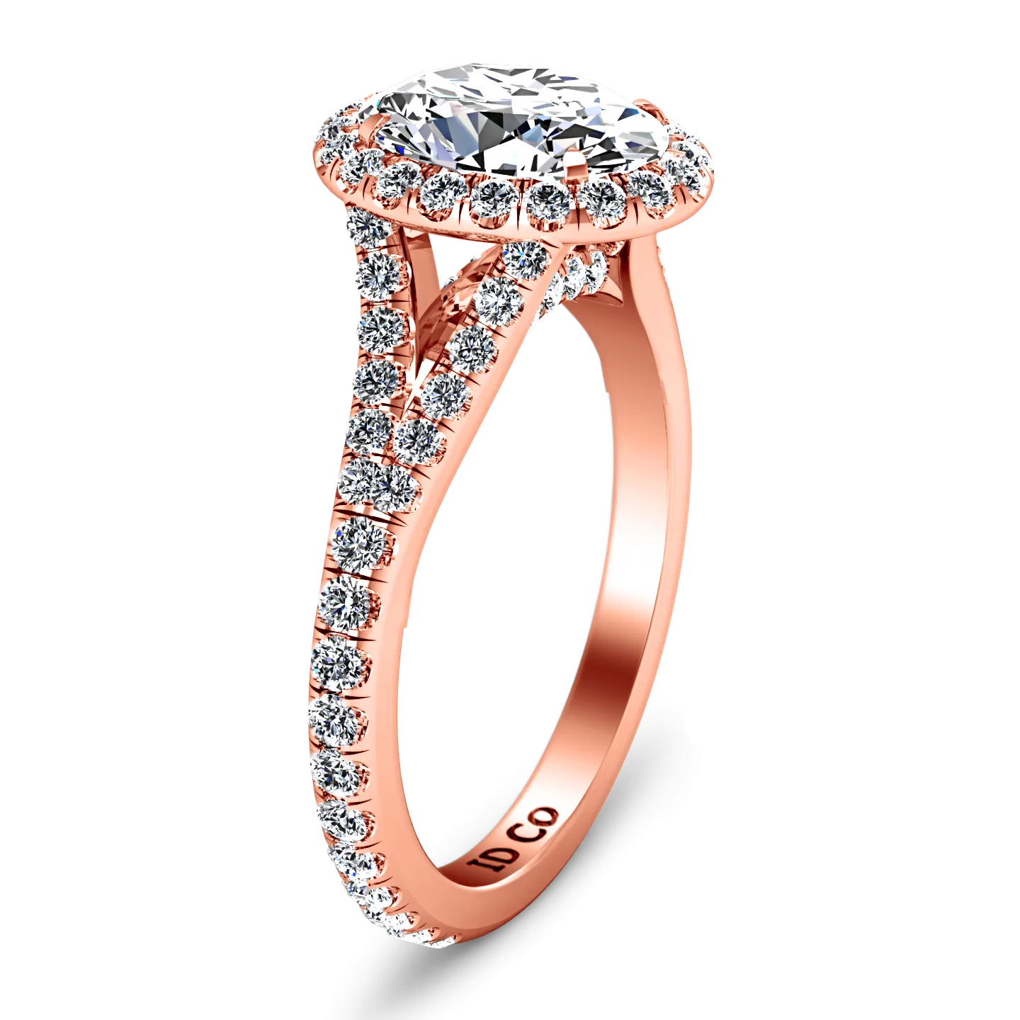 Halo Oval Engagement Ring Melody 14K Rose Gold