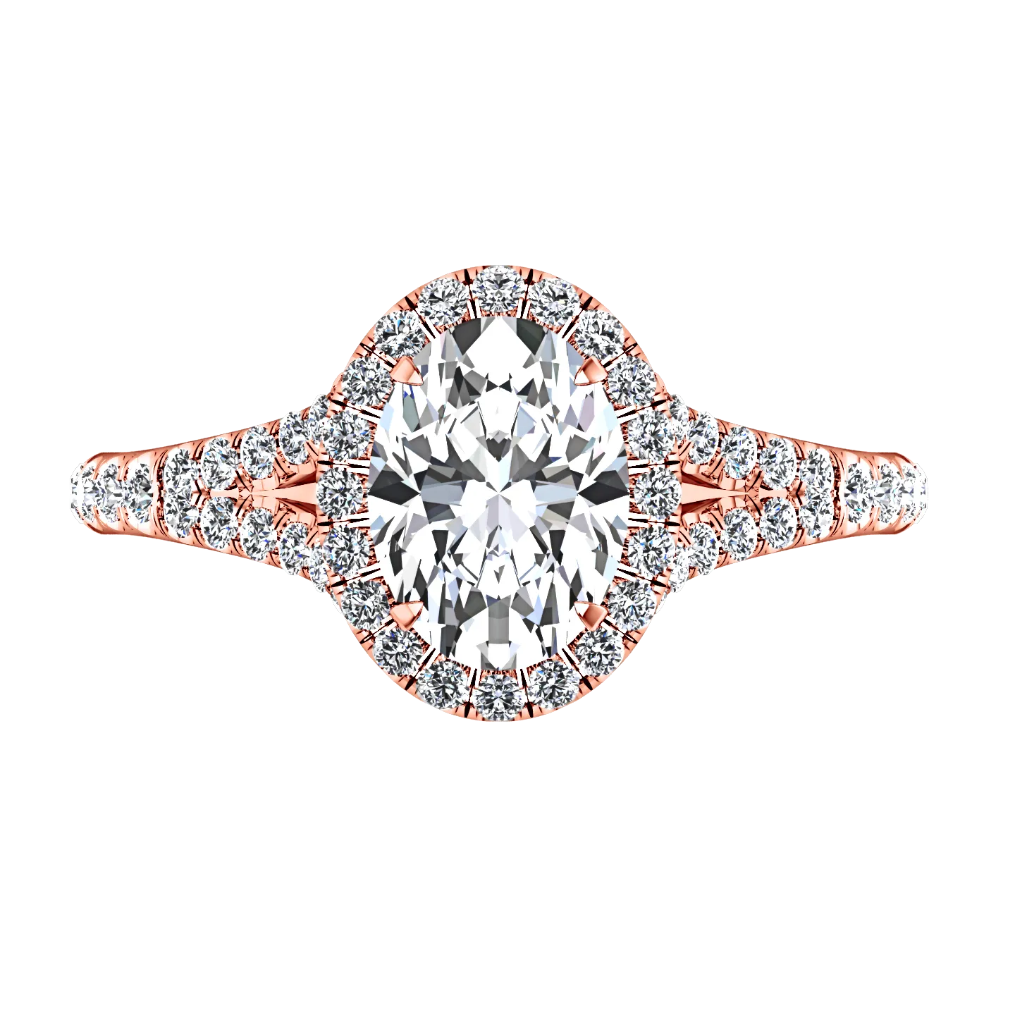 Halo Oval Engagement Ring Melody 14K Rose Gold