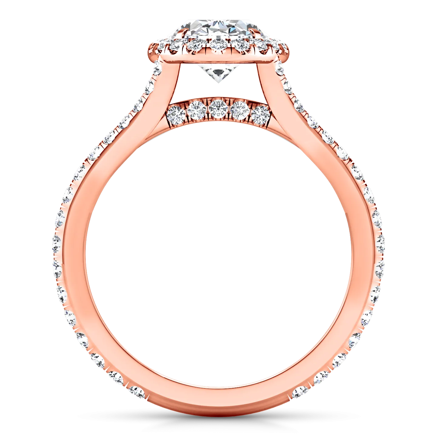 Halo Oval Engagement Ring Melody 14K Rose Gold