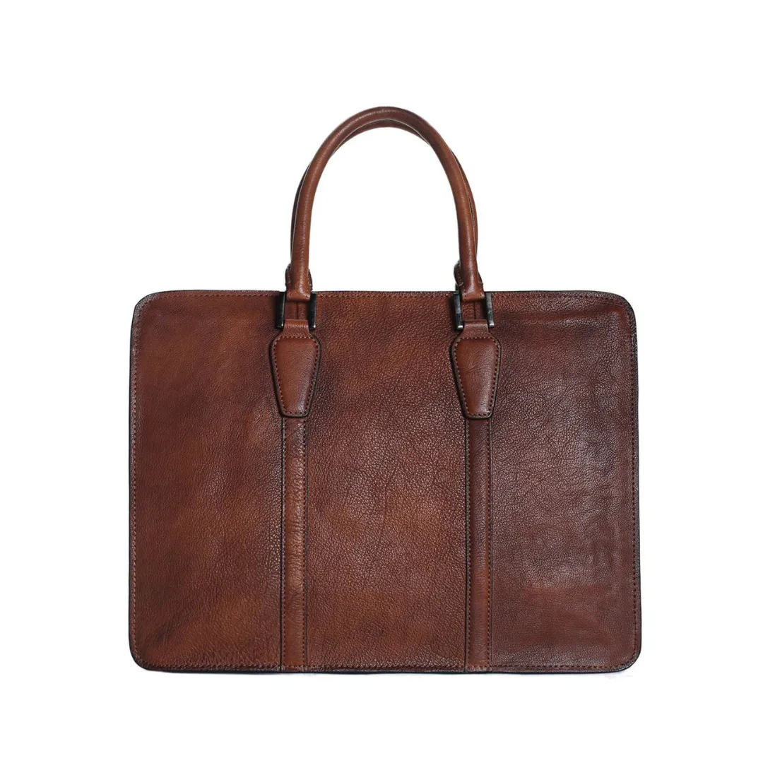 Handmade Retro Full Grain Leather Men's Satchel, Briefcase, Handbag 