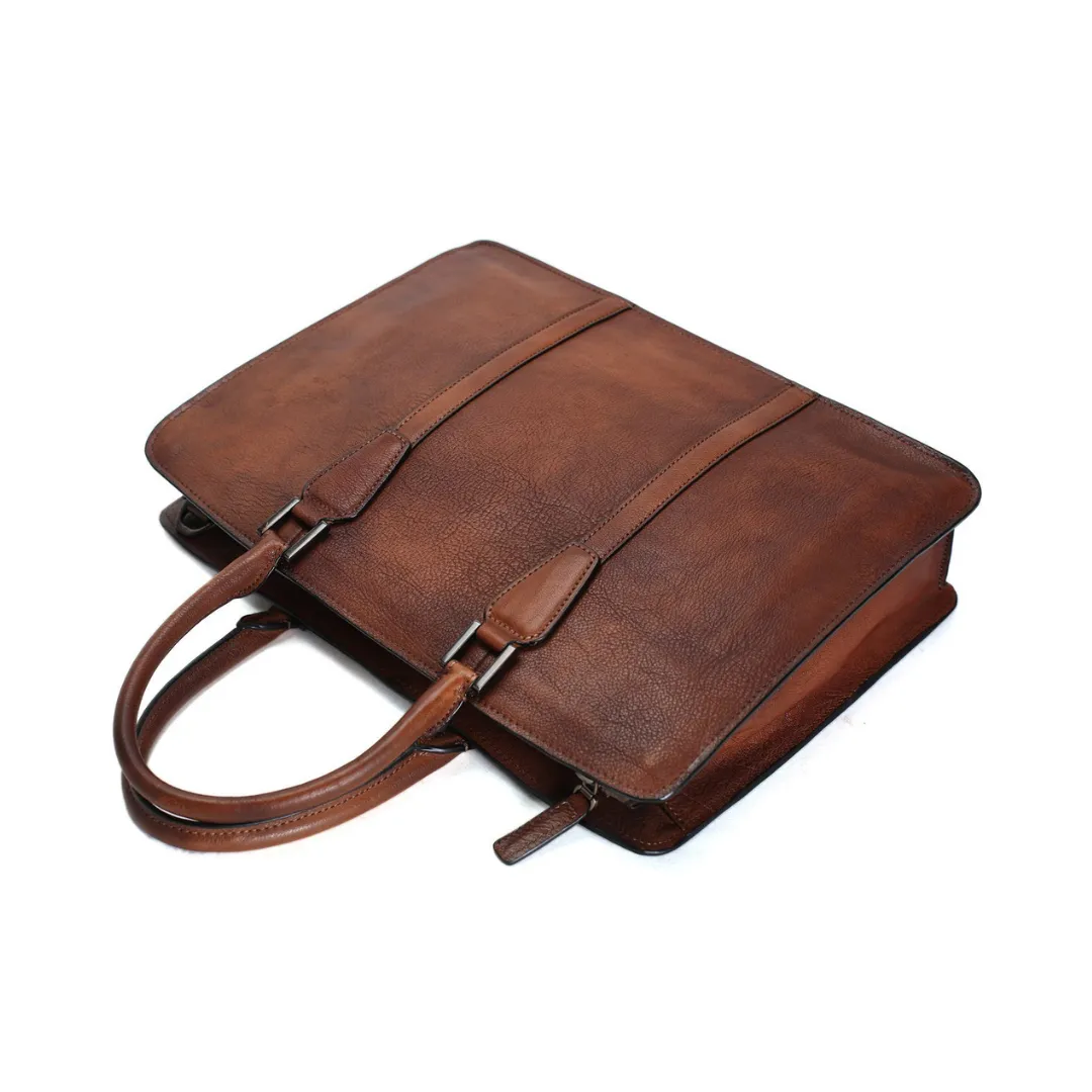 Handmade Retro Full Grain Leather Men's Satchel, Briefcase, Handbag 