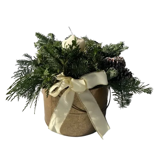Holiday Centerpiece Copper Bucket