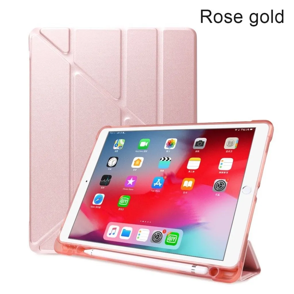 iPad 10.2 (2019) origami leather flip case - Rose Gold