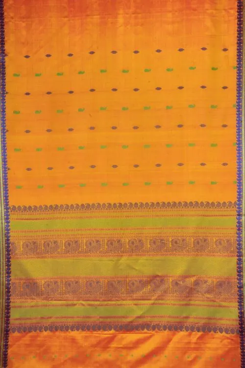 Kanchi Silk Hand-woven Sari - Bright Yellow