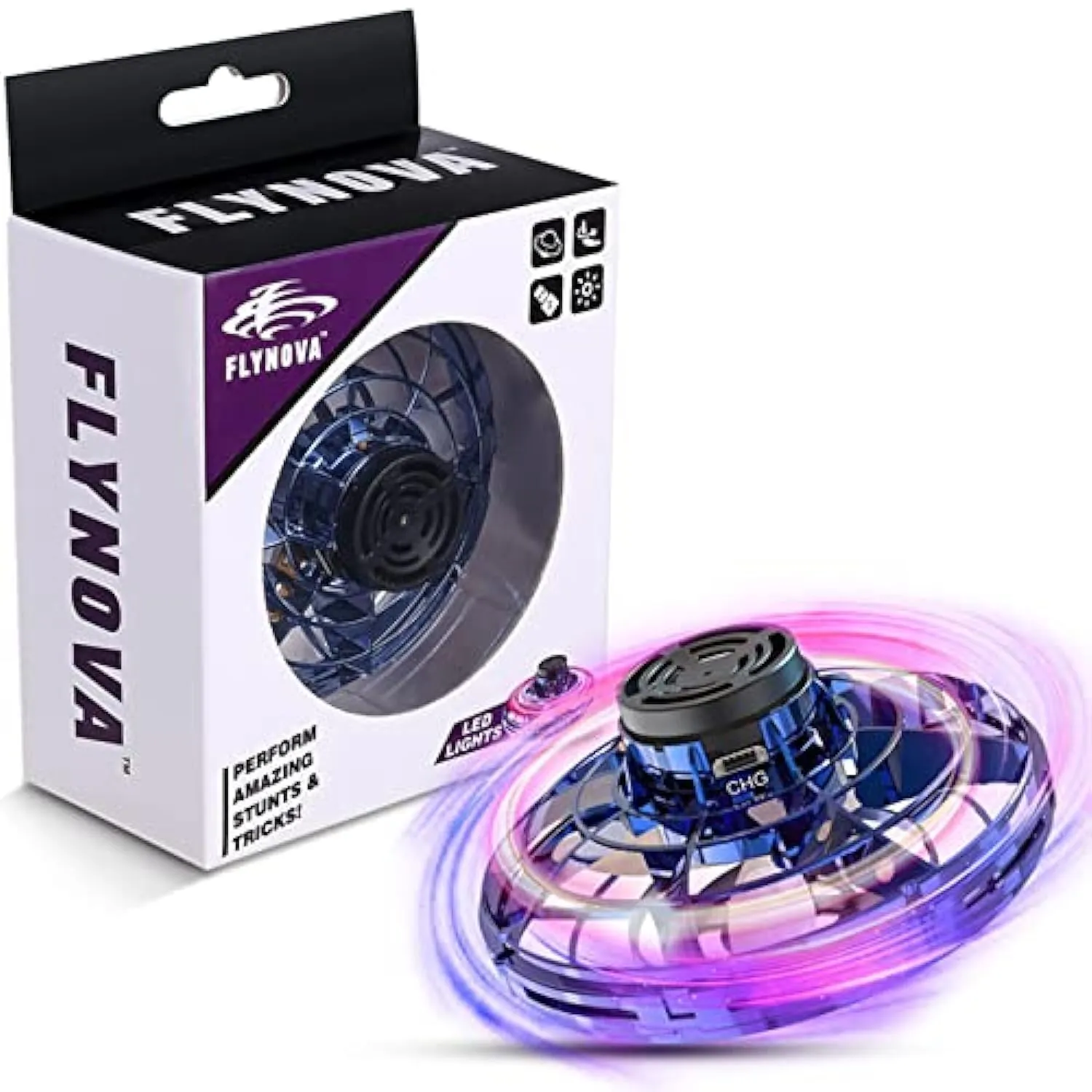 KANINO Flying Spinner, Flying Fidget Spinner with LED Lights, Kids Drone Flying Spinner,Mini Drone with USB Rechargeable for Fun Indoor Outdoor (Blue), One Size