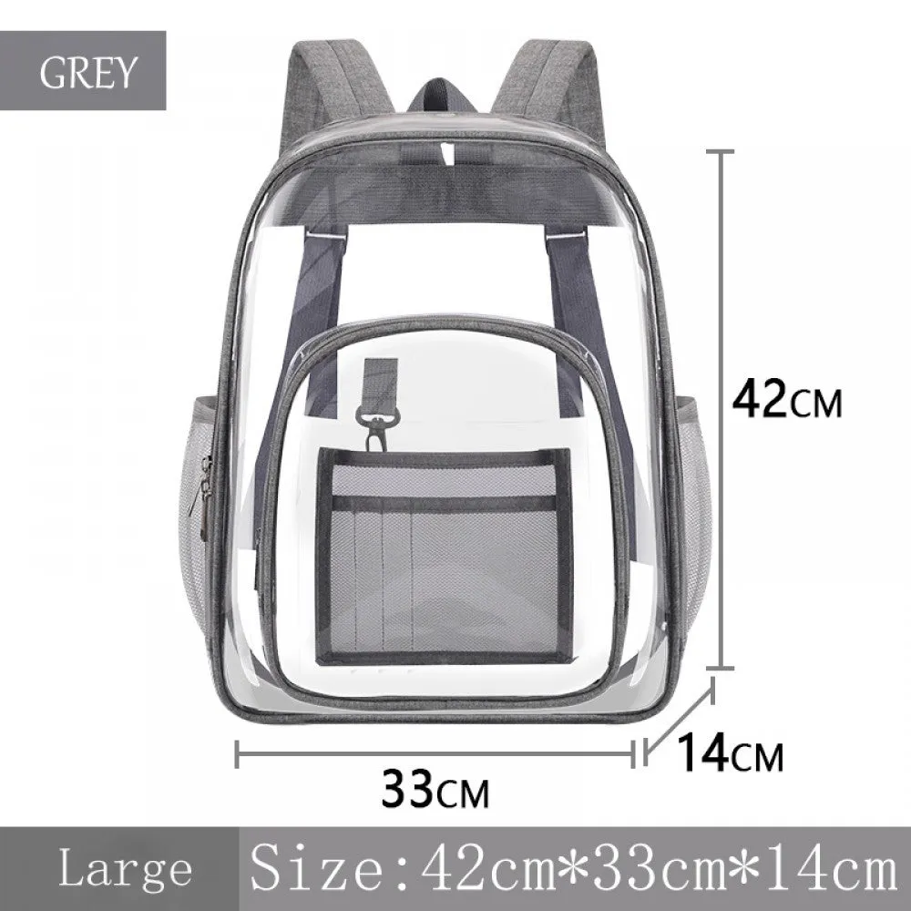 Kids Clear School Backpacks - Black Grey Purple Book Bags For Boys Girls Heavy Duty PVC Schoolbag For Children Students