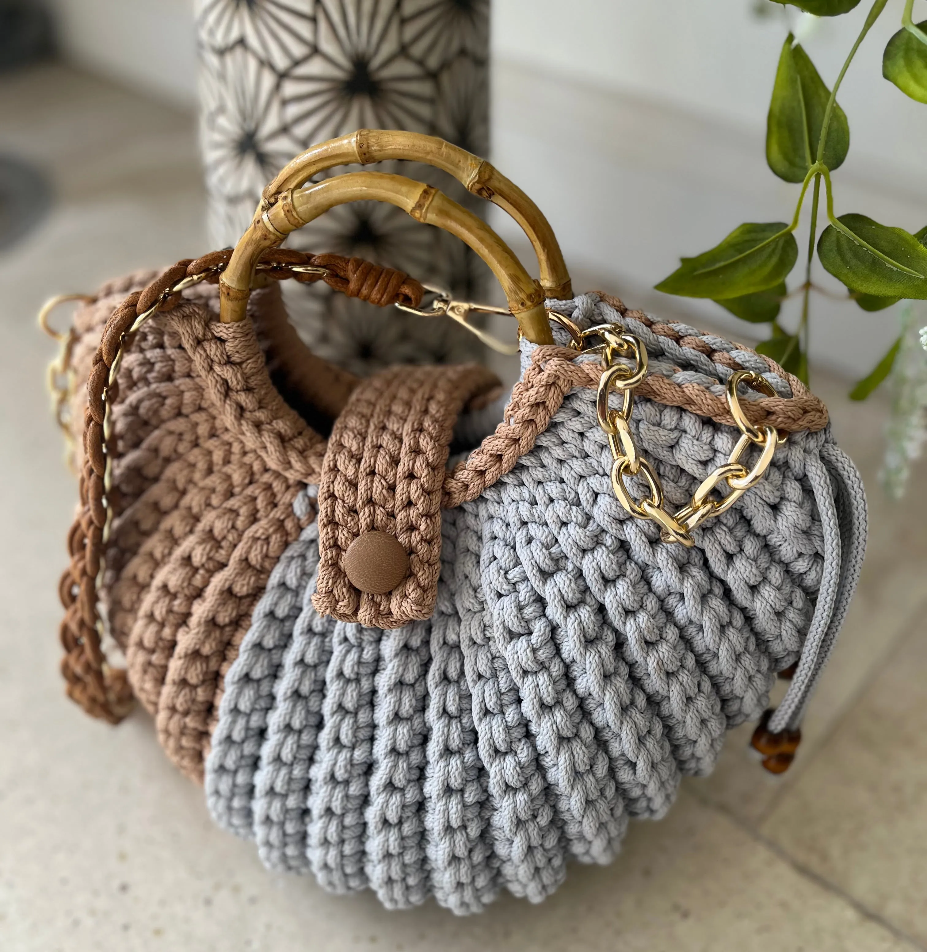 Knitted Macrame Fashionable Handbag, Seashell