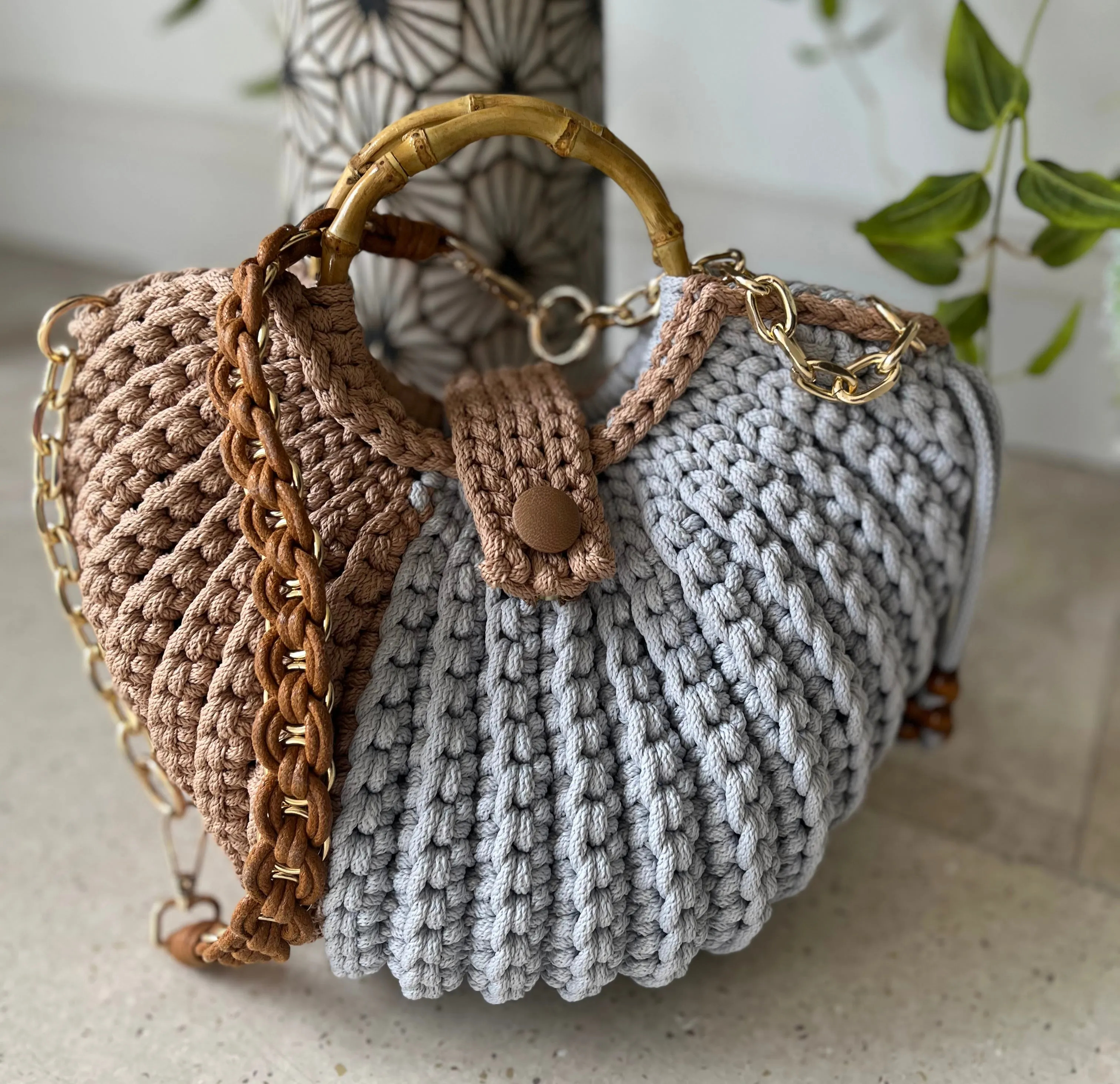 Knitted Macrame Fashionable Handbag, Seashell