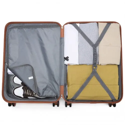 Kono 28 Inch ABS Sculpted Horizontal Design Suitcase - Cream | Durable & Stylish Luggage