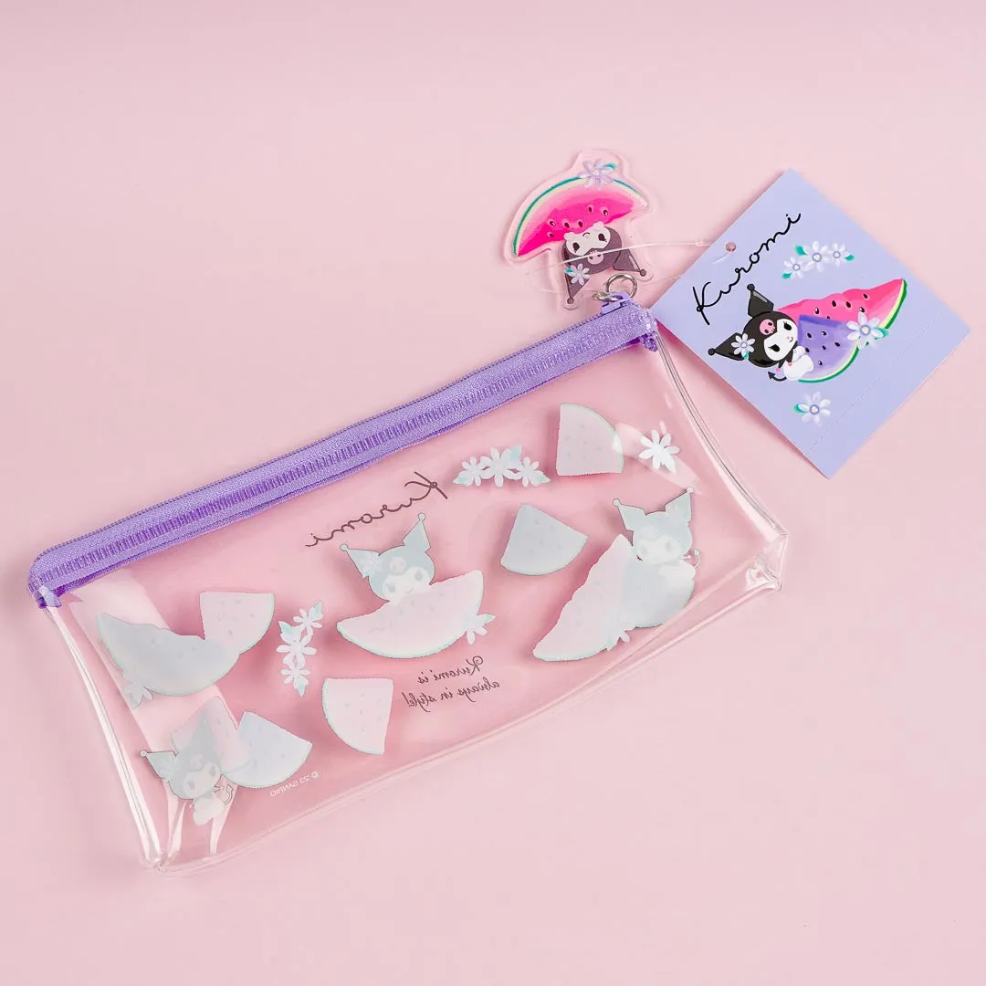 Kuromi & Watermelon Flat Clear Pen Case