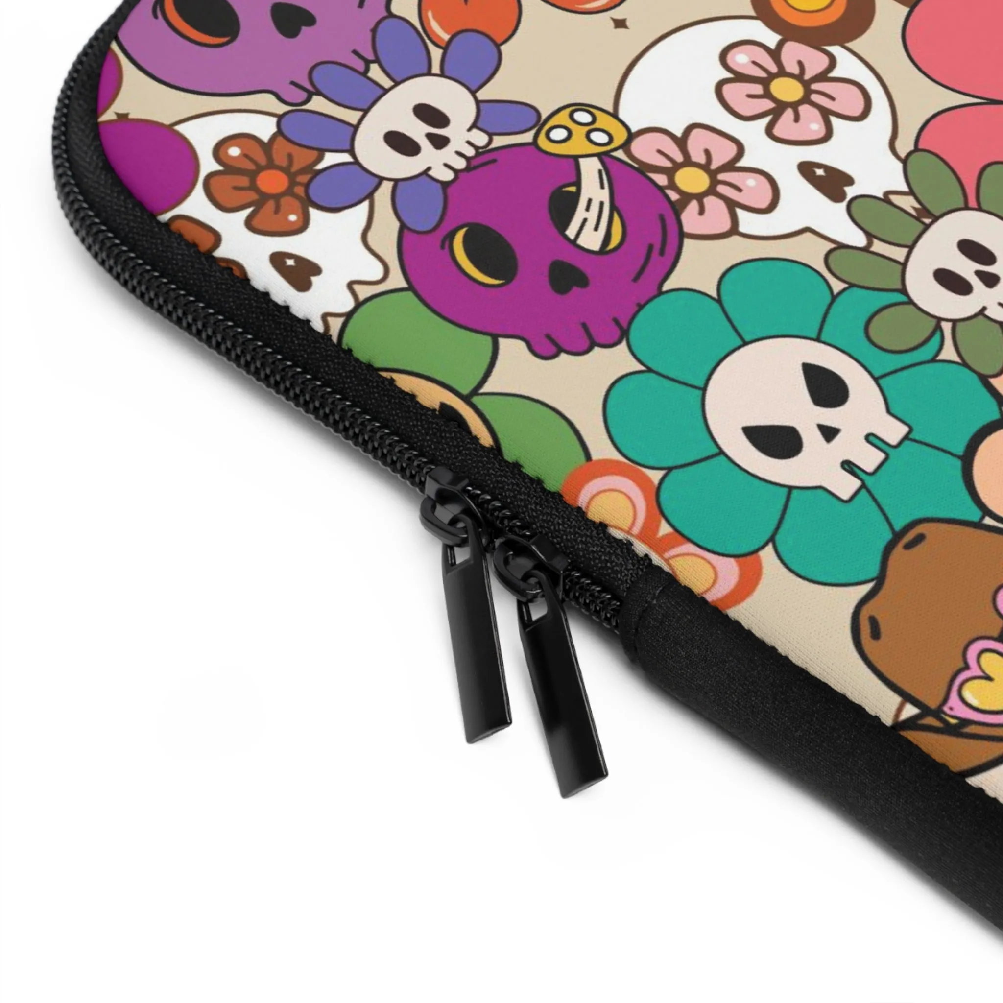 Laptop Sleeve: Vibrant Skullflowers