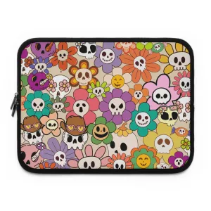 Laptop Sleeve: Vibrant Skullflowers