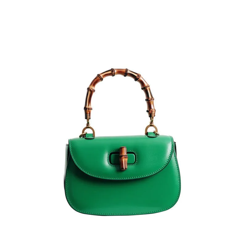 Leather Bamboo Small Top Handle Bag