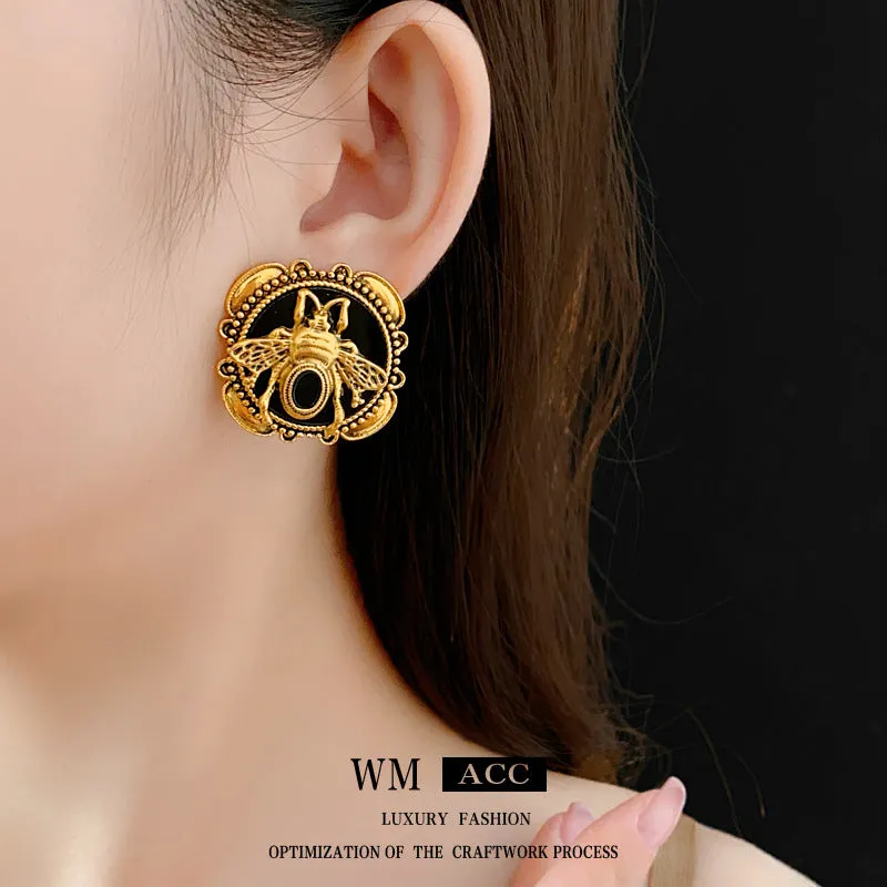 Luxurious Bee Chinese Zodiac Animal Metal Electroplating Earrings