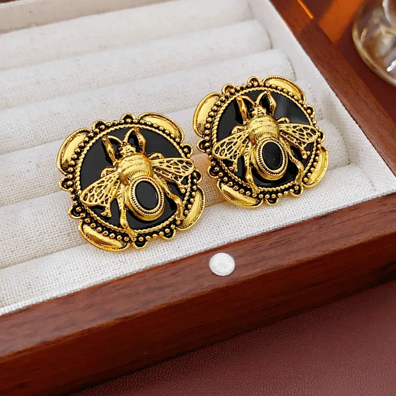 Luxurious Bee Chinese Zodiac Animal Metal Electroplating Earrings