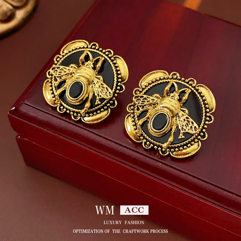 Luxurious Bee Chinese Zodiac Animal Metal Electroplating Earrings
