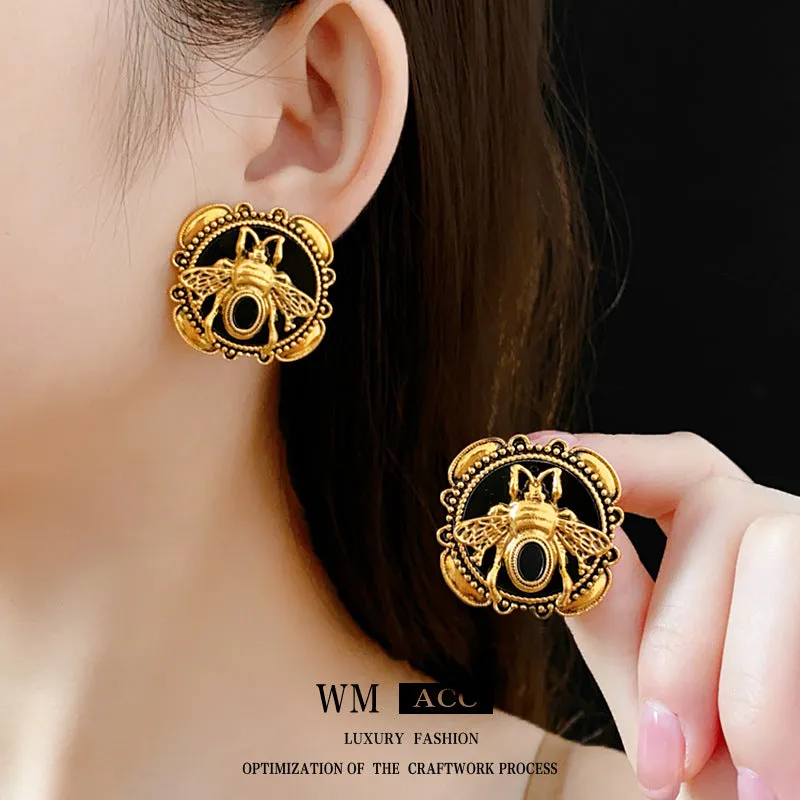 Luxurious Bee Chinese Zodiac Animal Metal Electroplating Earrings