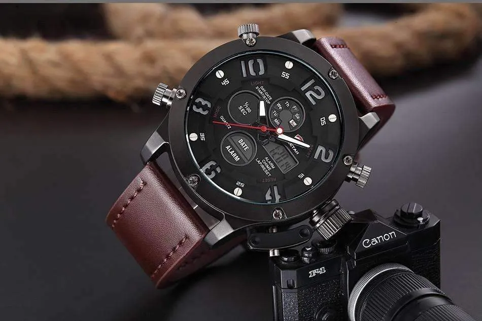 Luxurious Genuine Leather Deluxe Military Watch